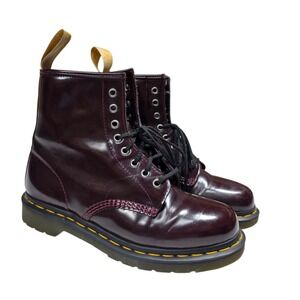 Dr. Martens Vegan 1460 Boots Women 9 Men 8 Cherry Red Chrome Combat Ankle